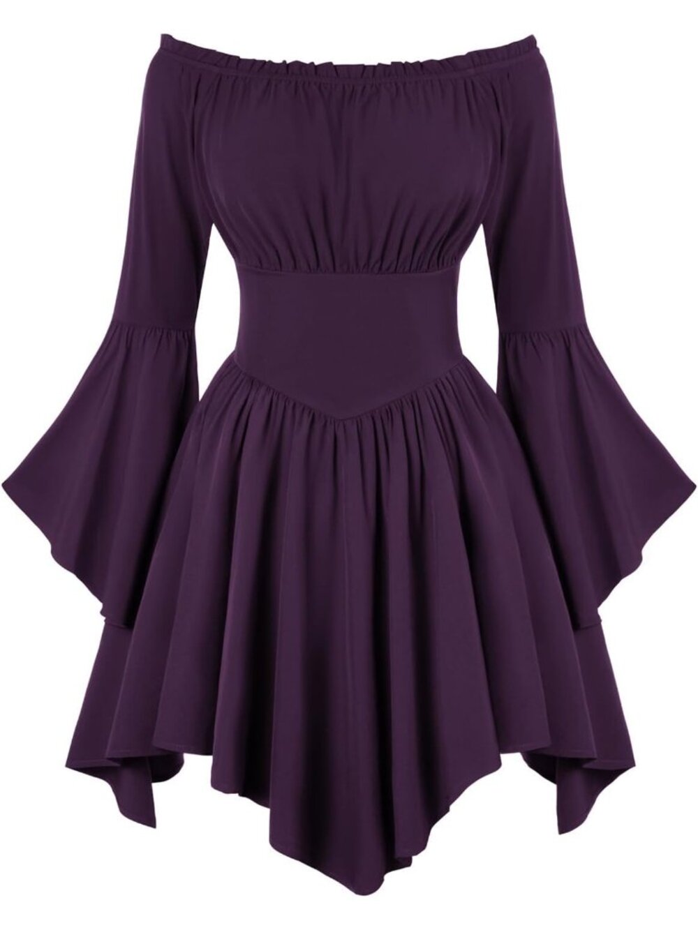 Women's Purple Bell Sleeve Off Shoulder Imported Halloween Costume Dress